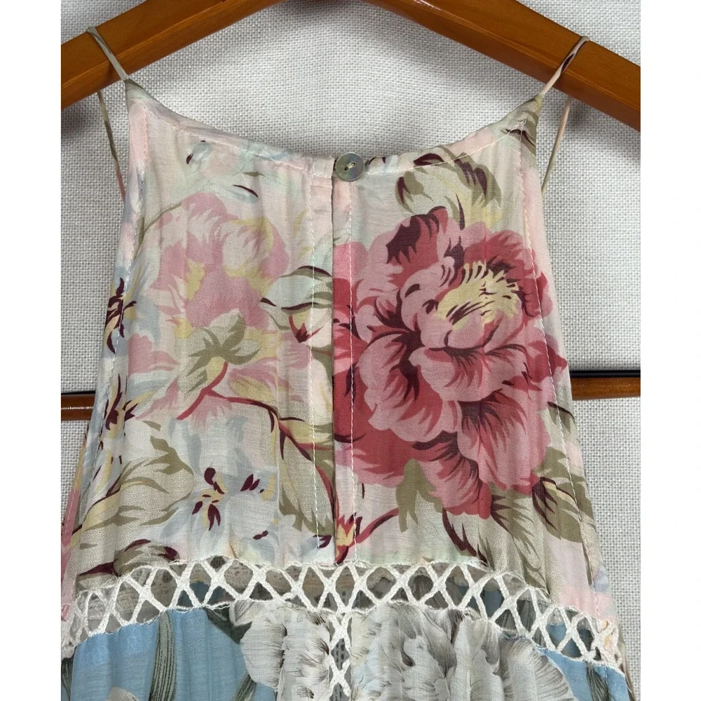 Zimmermann/Anthropologie Meadowsweet Maxi Dress Pastel Floral W s Sz 2 Silk/Ctn - Picture 8 of 13